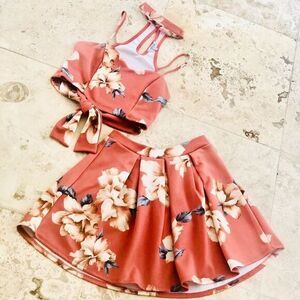 Floral Crop Top & Skirt Set
